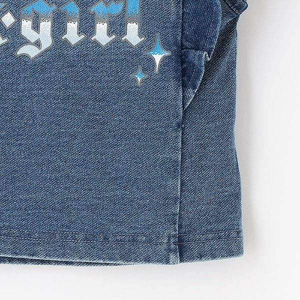 デニムフリルヴィンテージロゴ半袖Tシャツ