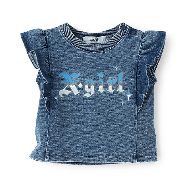 デニムフリルヴィンテージロゴ半袖Tシャツ