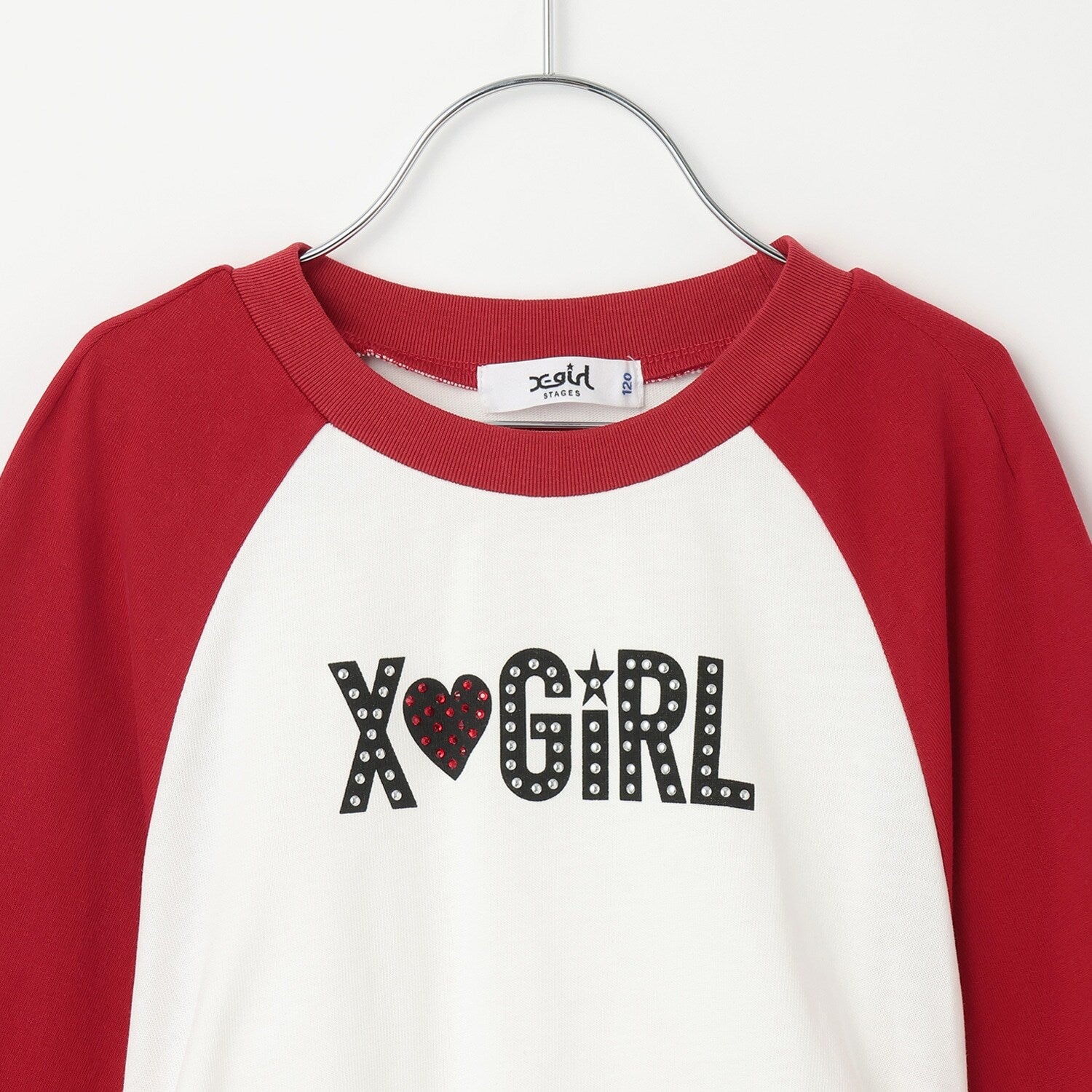 スタッズ& ラインストーンロゴラグラン長袖Tシャツ