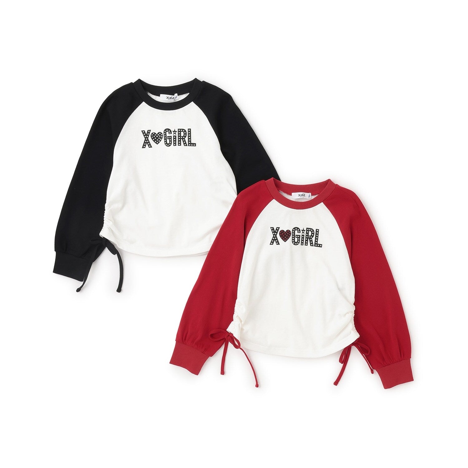 スタッズ& ラインストーンロゴラグラン長袖Tシャツ