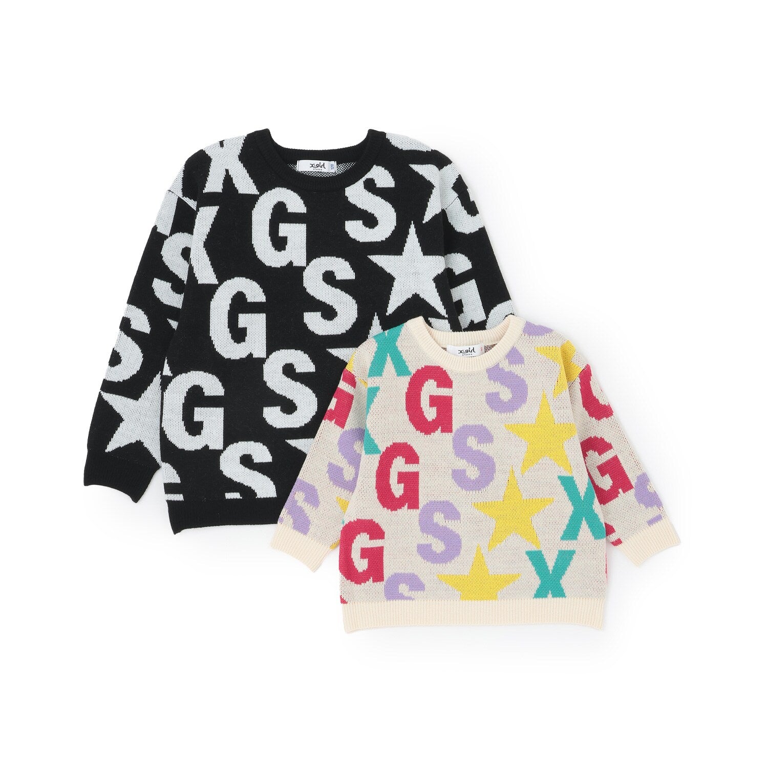 ロゴ総柄ニットプルオーバー