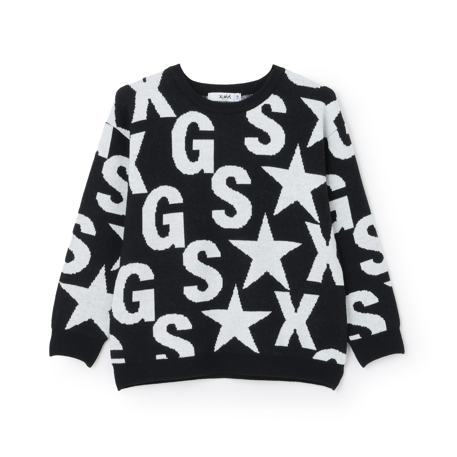 ロゴ総柄ニットプルオーバー