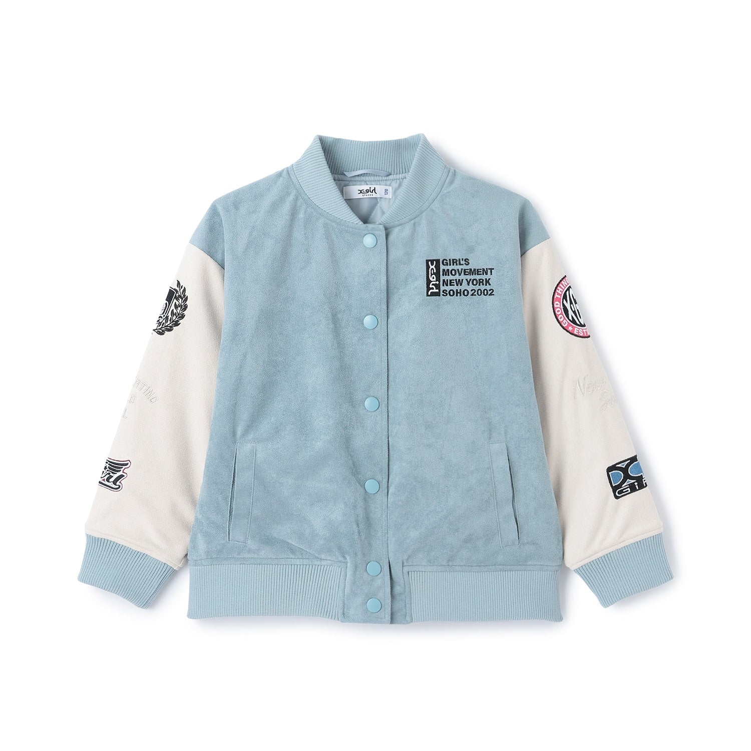 袖ワッペン配色中わたブルゾン