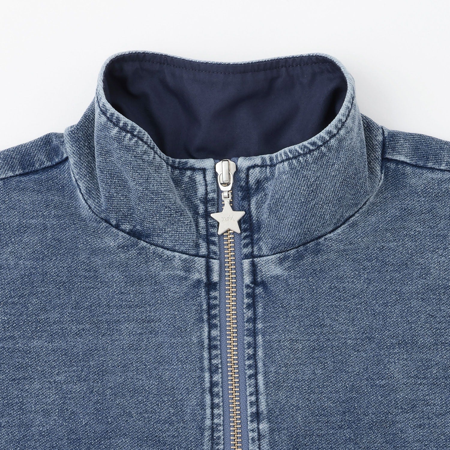 ロゴ刺しゅうデニムスウェットワンピース