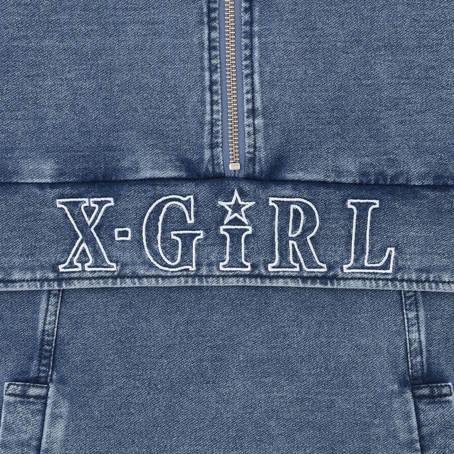 ロゴ刺しゅうデニムスウェットワンピース