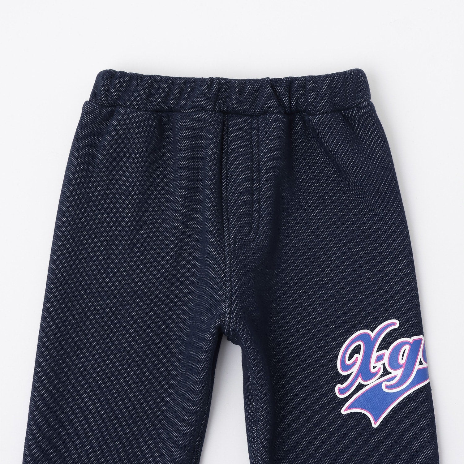 ロゴ裏起毛パーカー+裏起毛カットデニムパンツセット