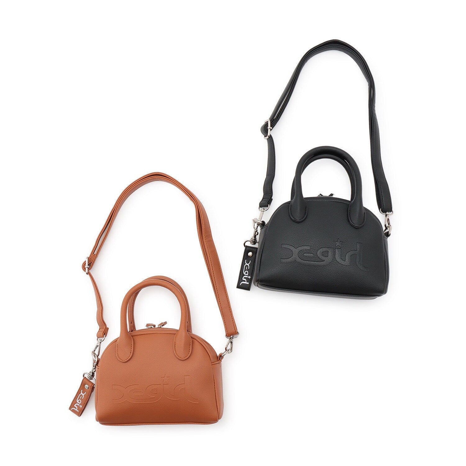 ロゴ型押し合皮ショルダーバッグ