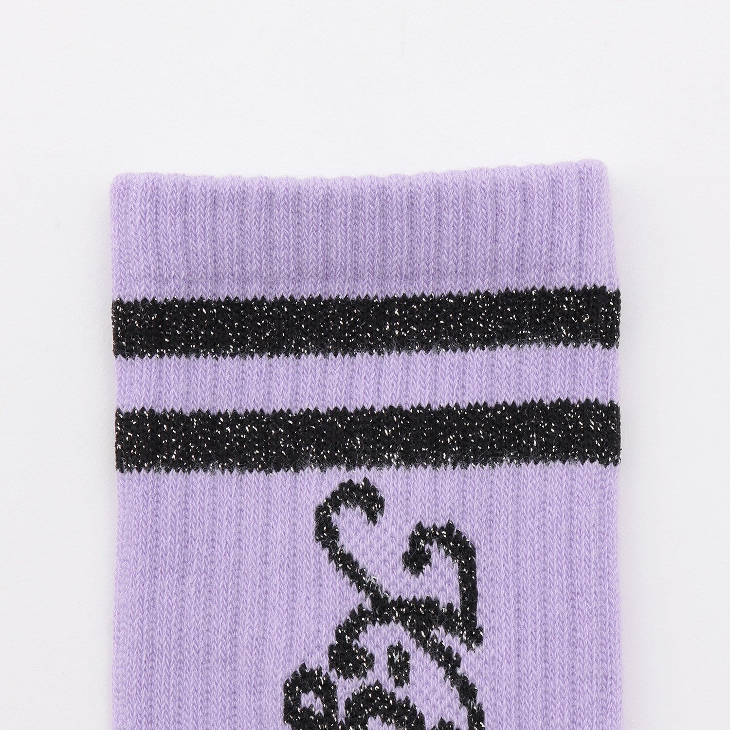 ラメラインロゴリブクルーソックス