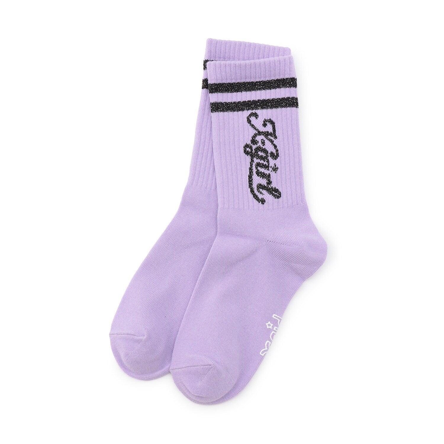 ラメラインロゴリブクルーソックス