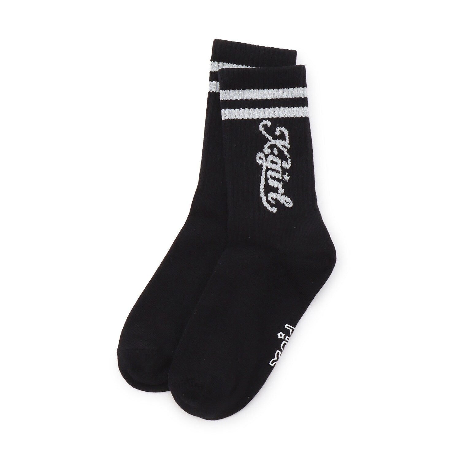 ラメラインロゴリブクルーソックス