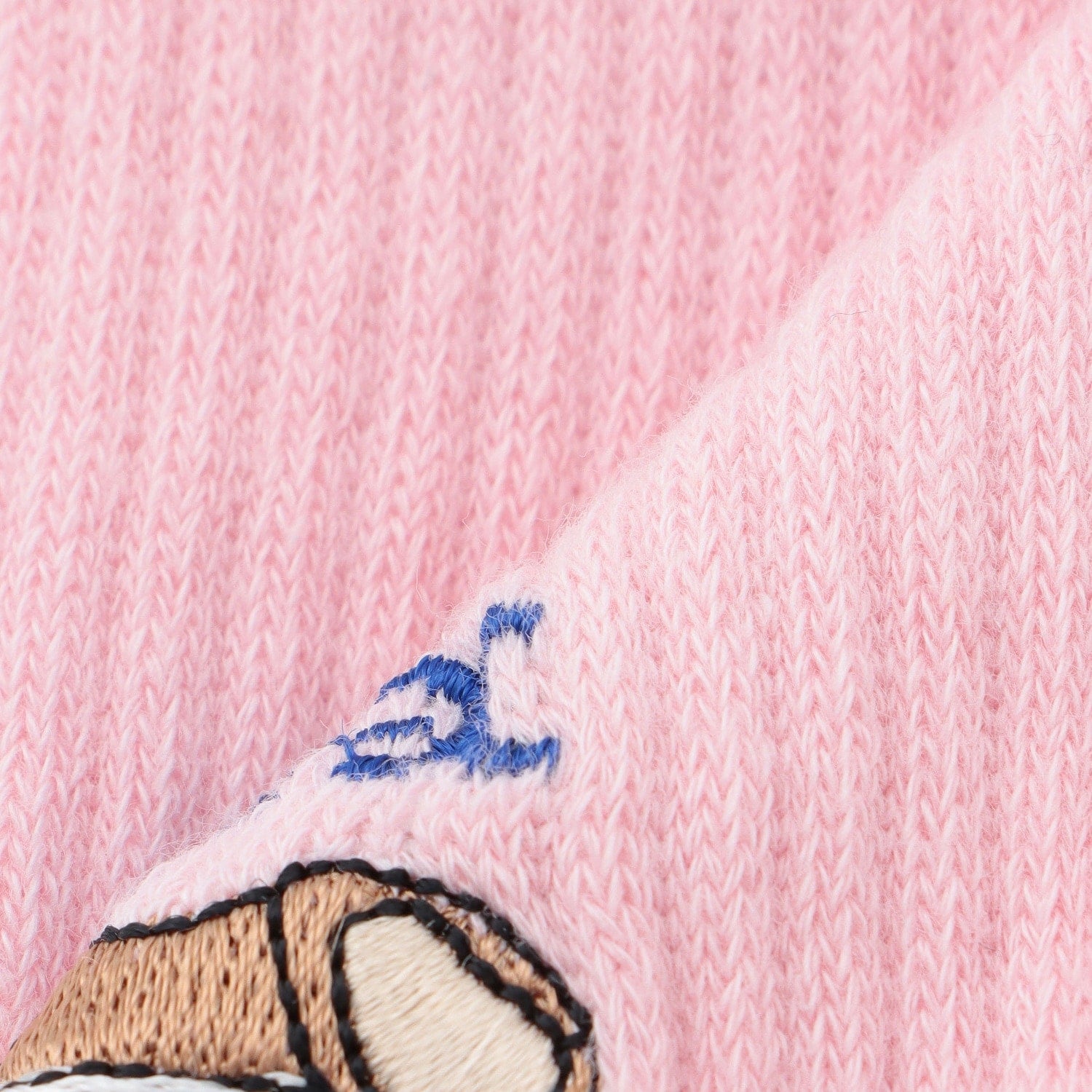 ベア刺しゅうリブクルーソックス