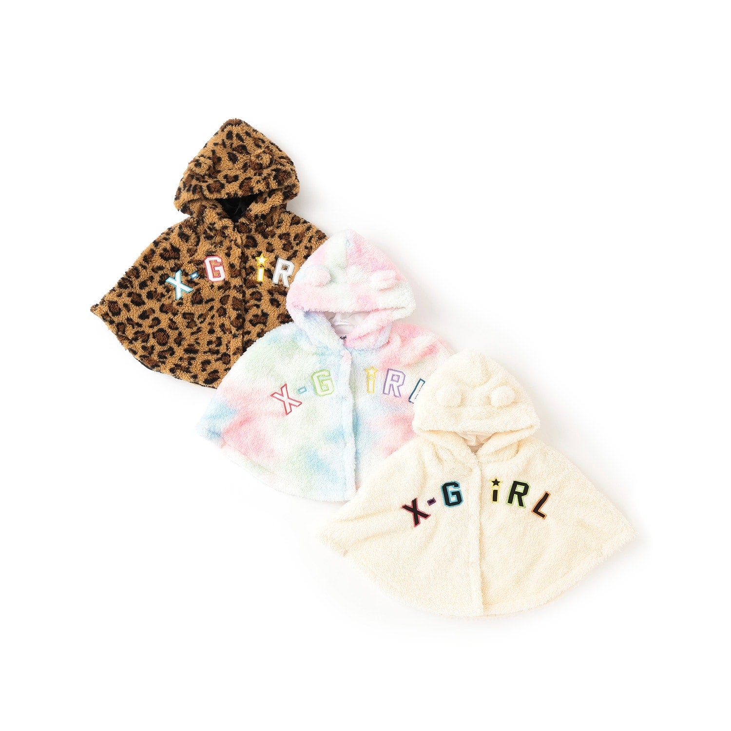 ロゴ刺しゅうアップリケフラッフィーポンチョ