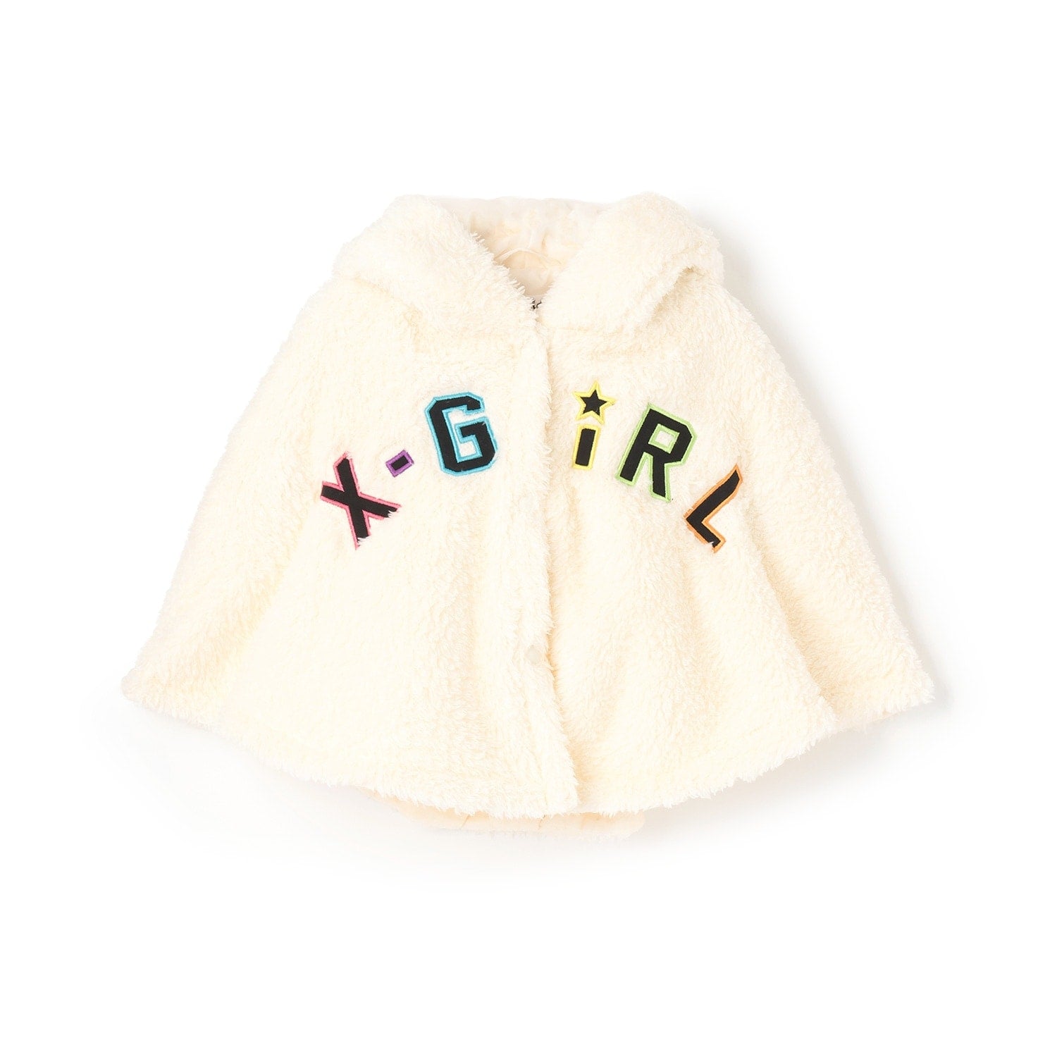 ロゴ刺しゅうアップリケフラッフィーポンチョ