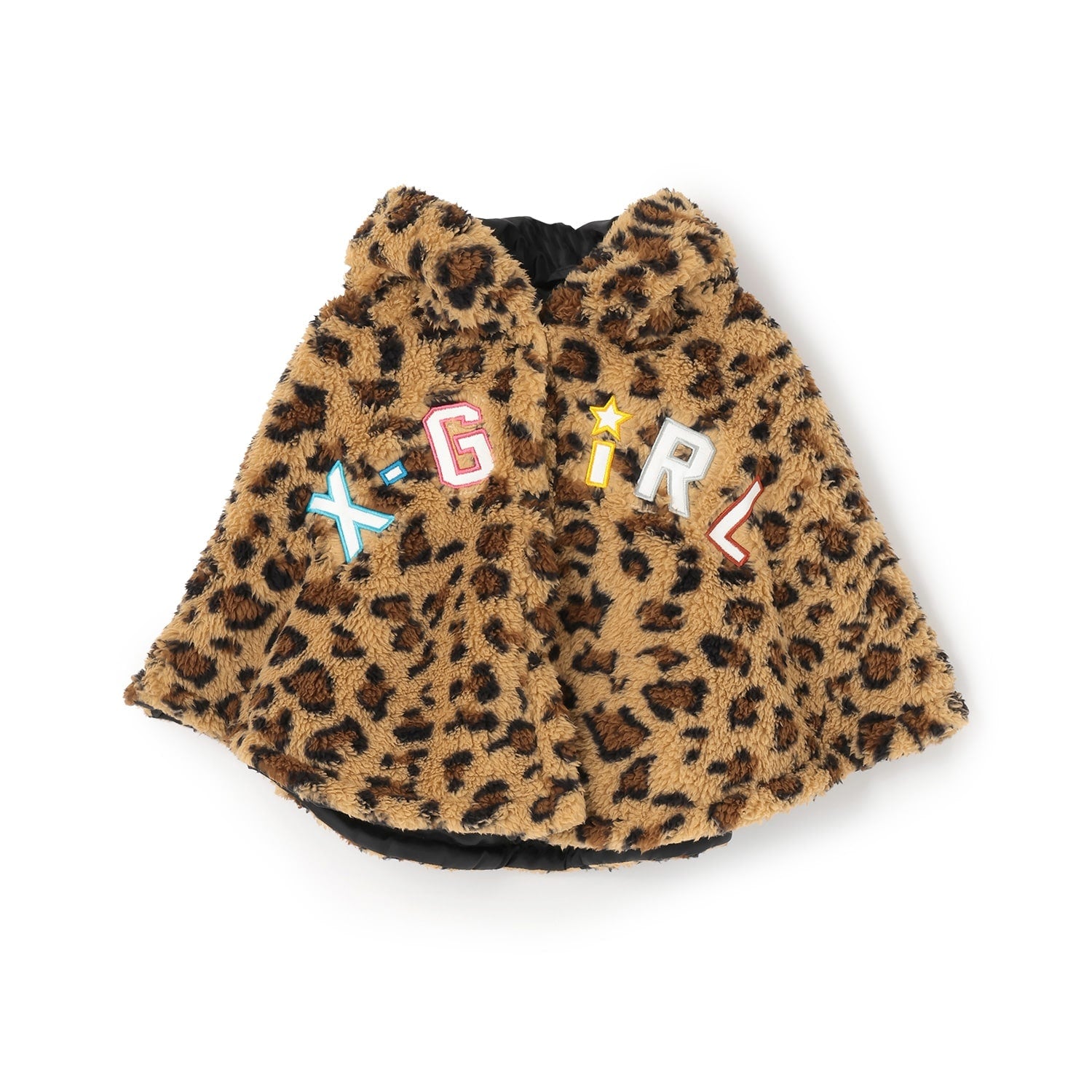 ロゴ刺しゅうアップリケフラッフィーポンチョ