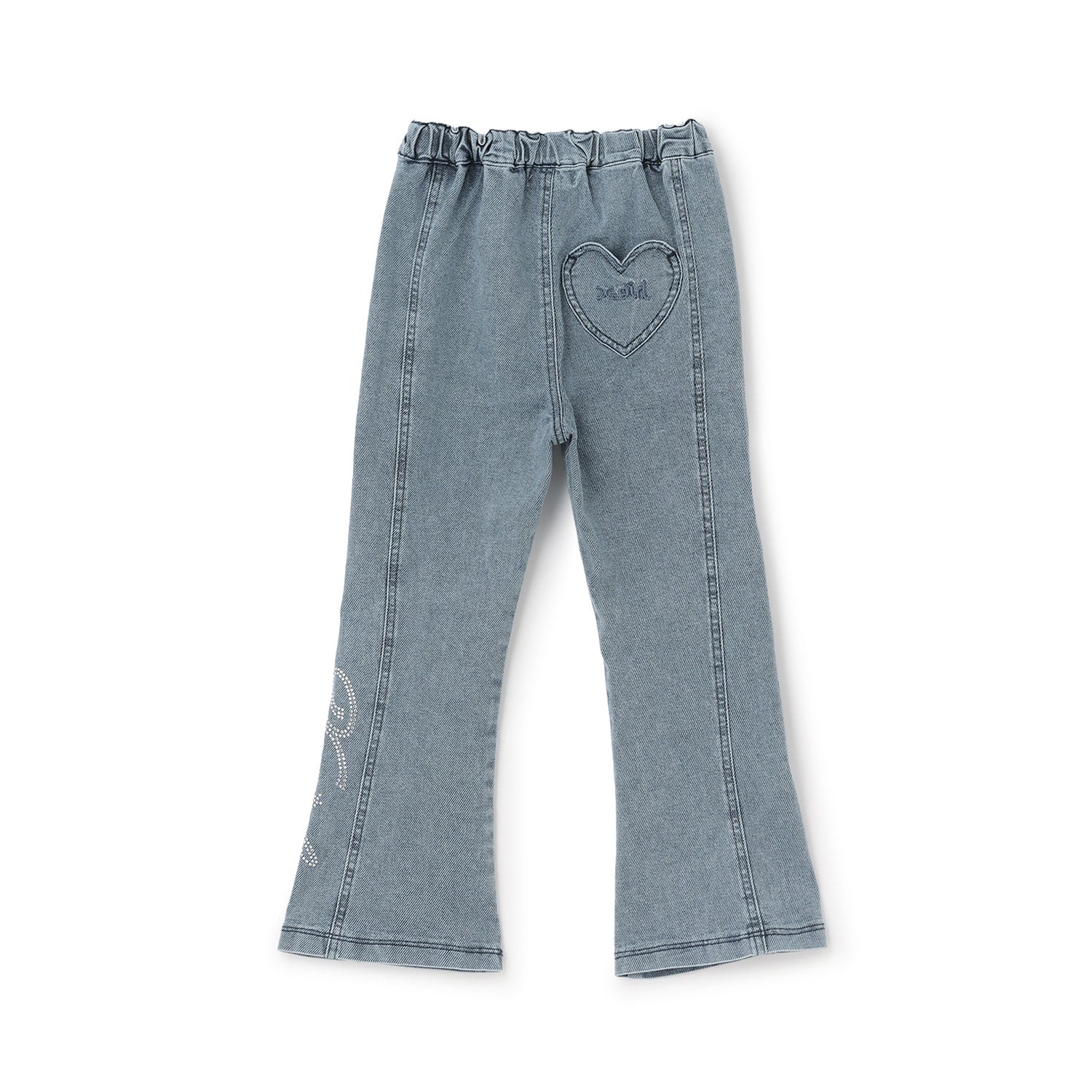 ラインストーンロゴ フレアデニムパンツ