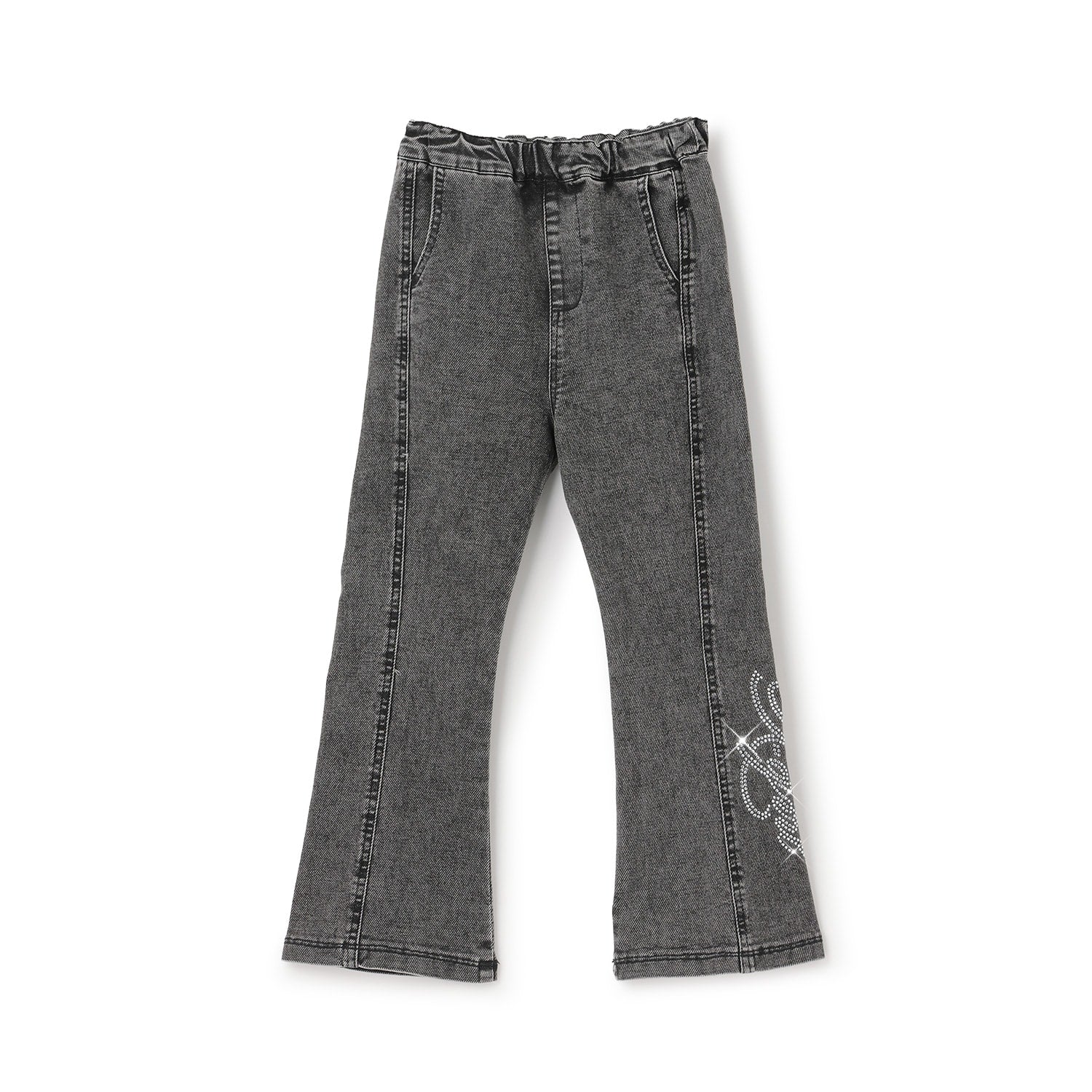 ラインストーンロゴ フレアデニムパンツ