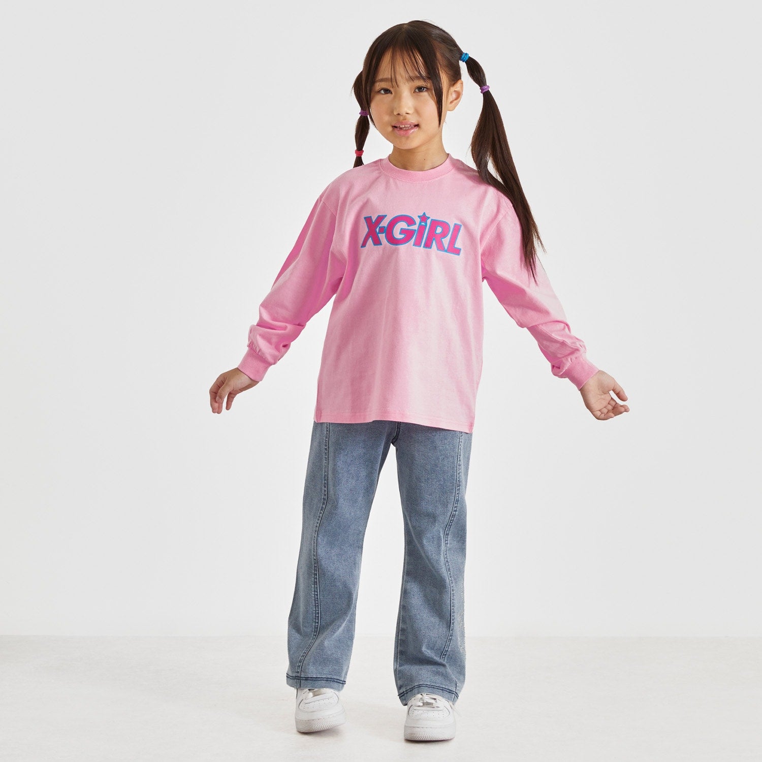 ラインストーンロゴ フレアデニムパンツ