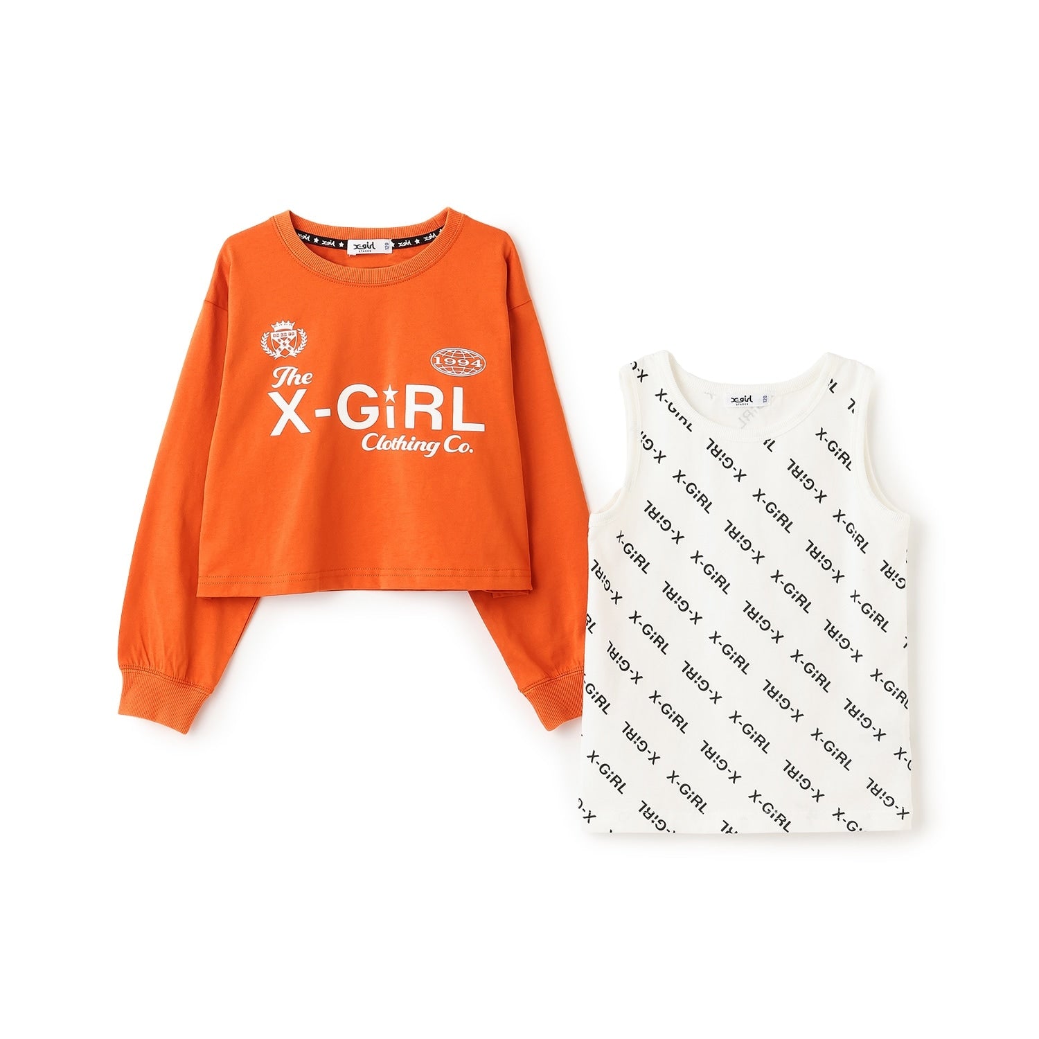 ロゴ長袖Tシャツ+総柄ロゴタンクトップセット