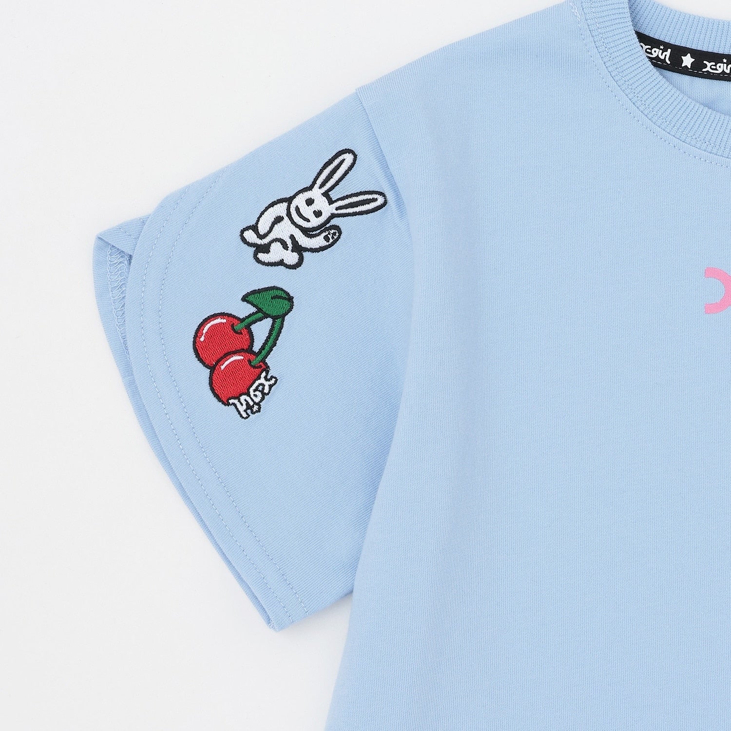 キャラクターワッペン 袖スリット半袖Tシャツ