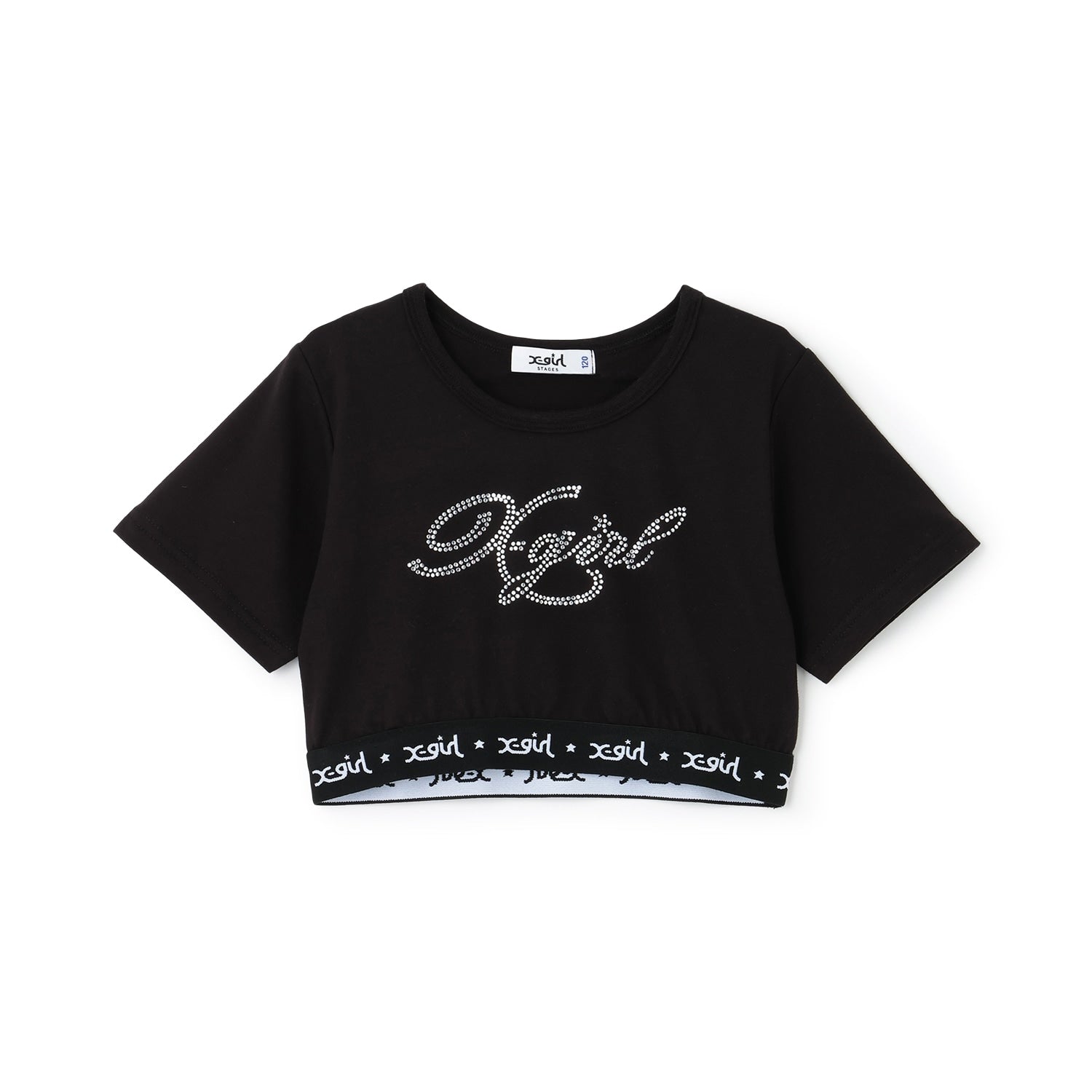 ラインストーンロゴ ショート丈半袖Tシャツ