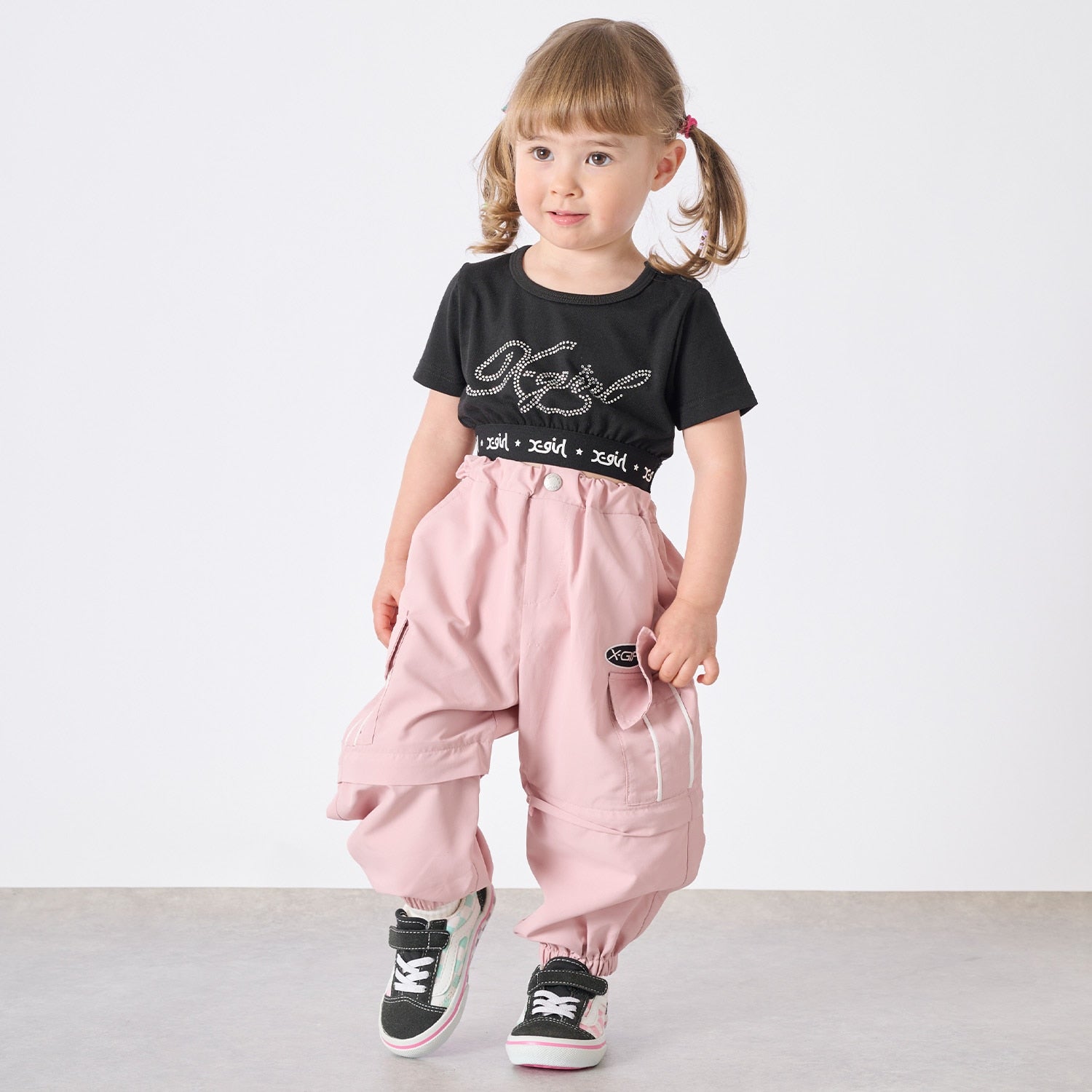 ラインストーンロゴ ショート丈半袖Tシャツ