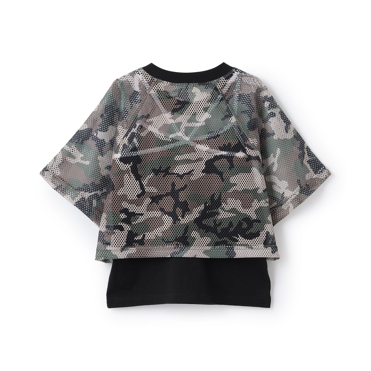 メッシュショートトップス+ロゴキャミソールセット