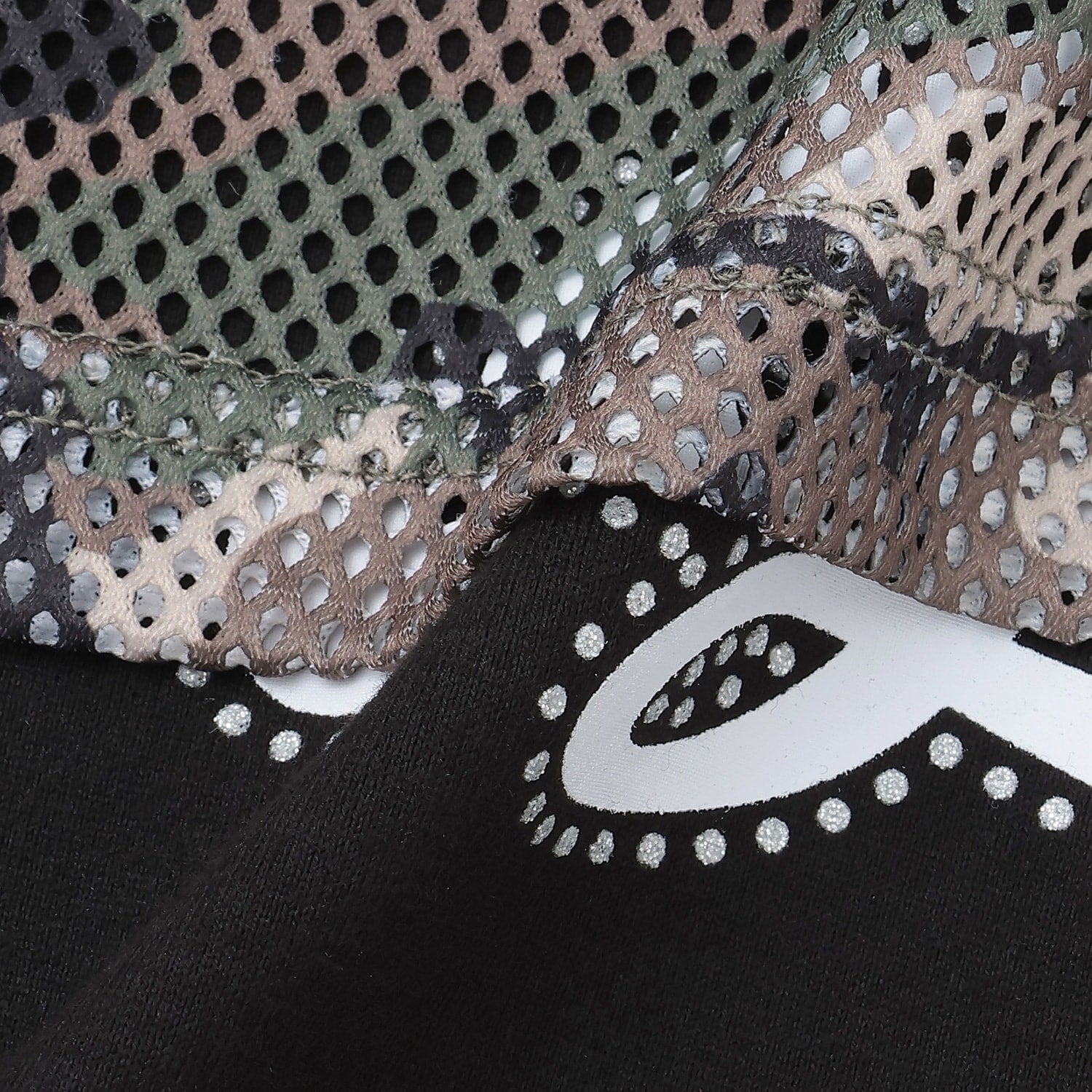 メッシュショートトップス+ロゴキャミソールセット