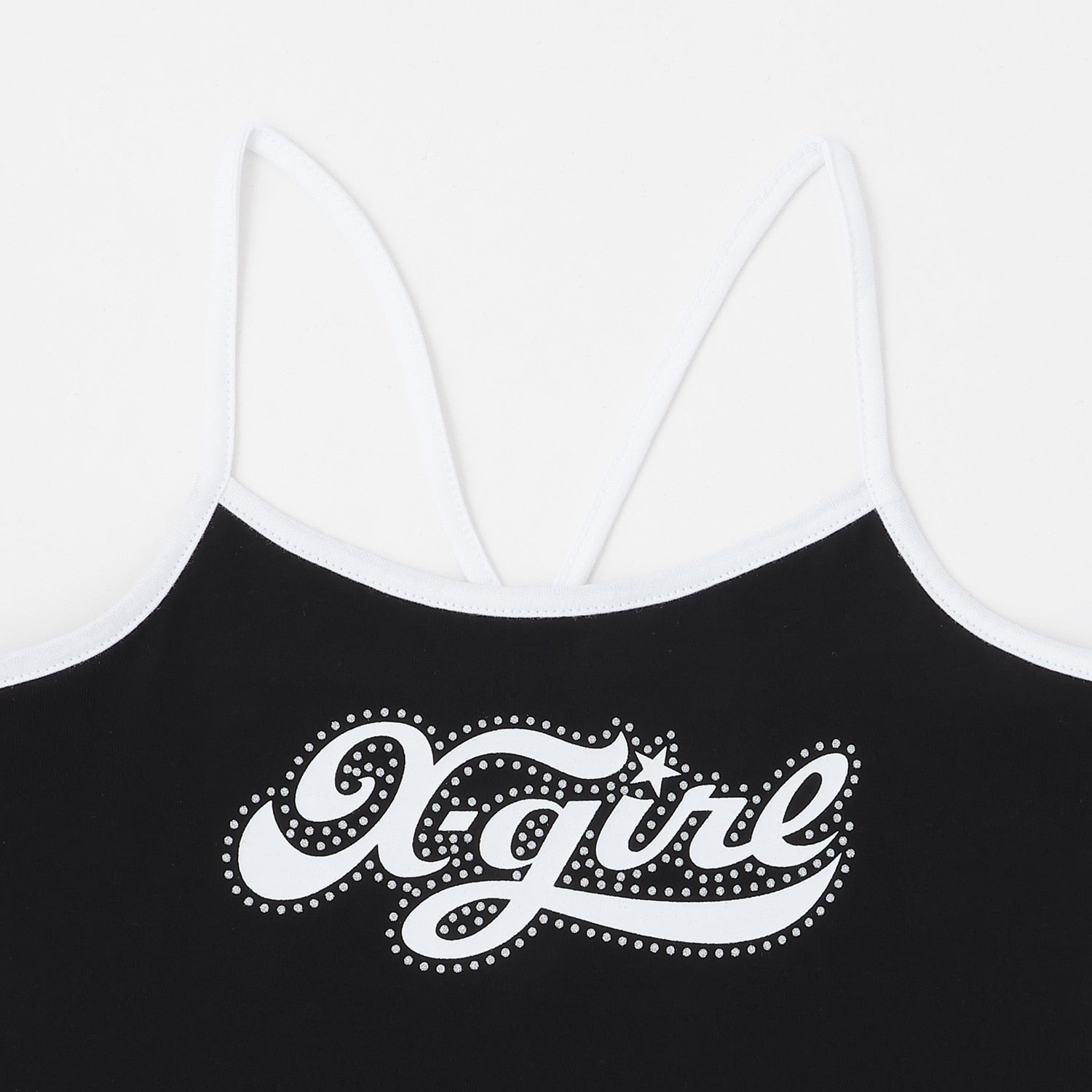 メッシュショートトップス+ロゴキャミソールセット