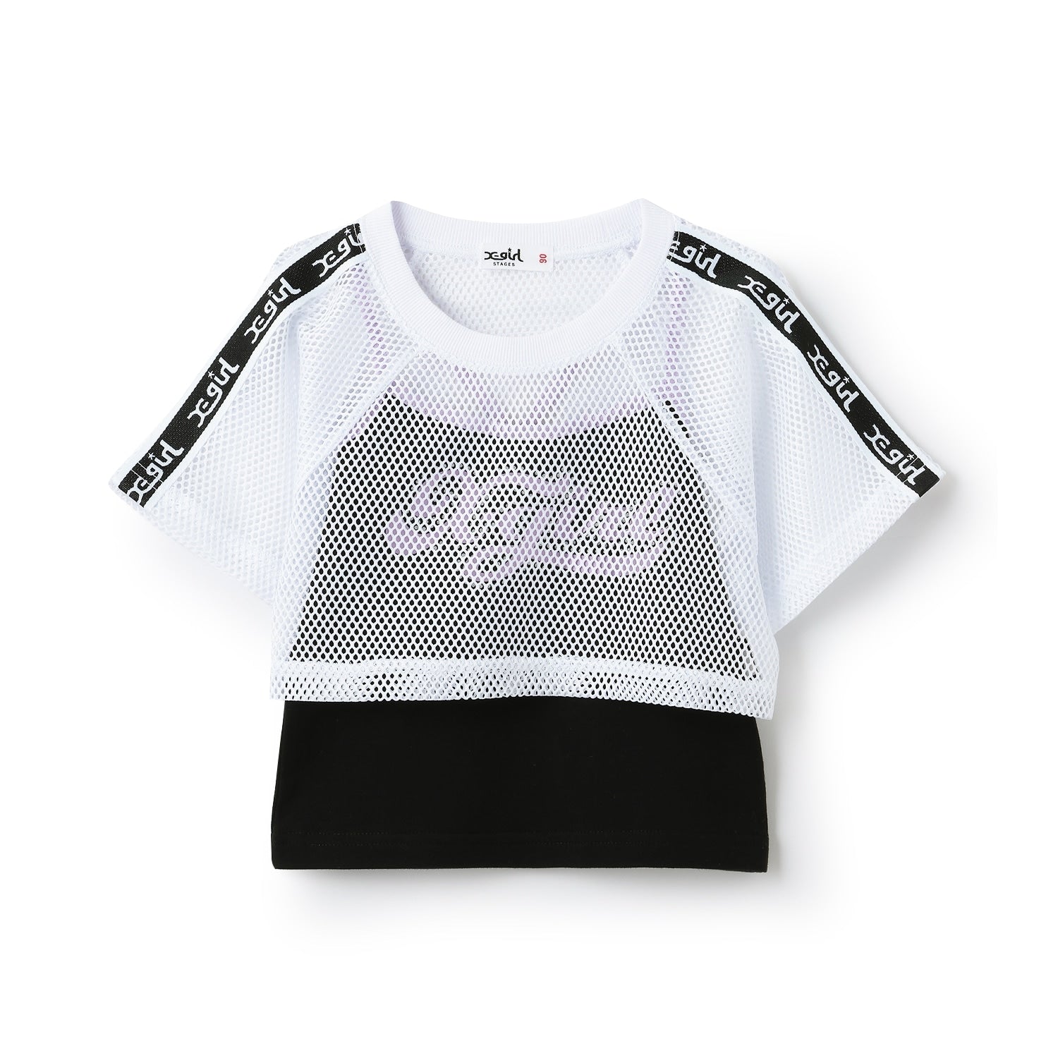 メッシュショートトップス+ロゴキャミソールセット