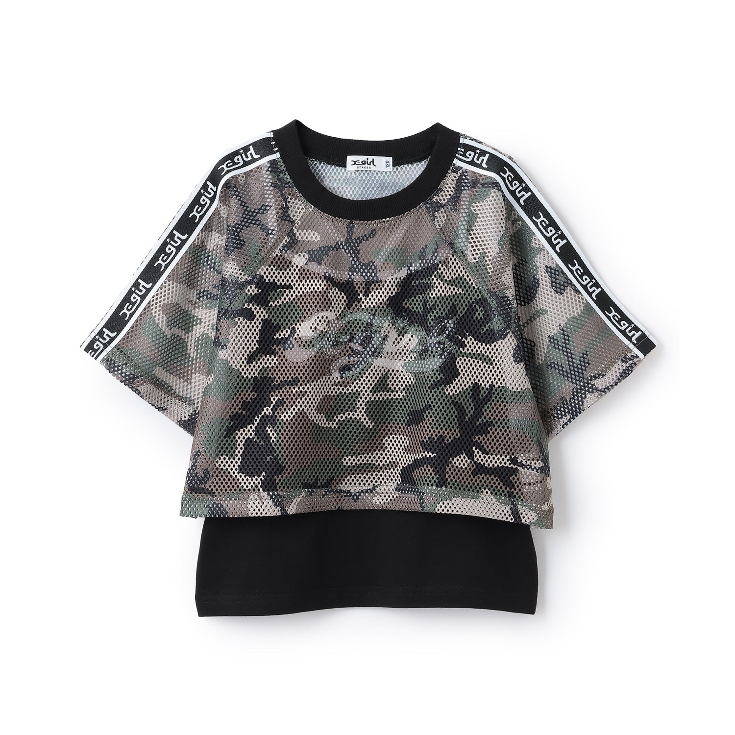 メッシュショートトップス+ロゴキャミソールセット