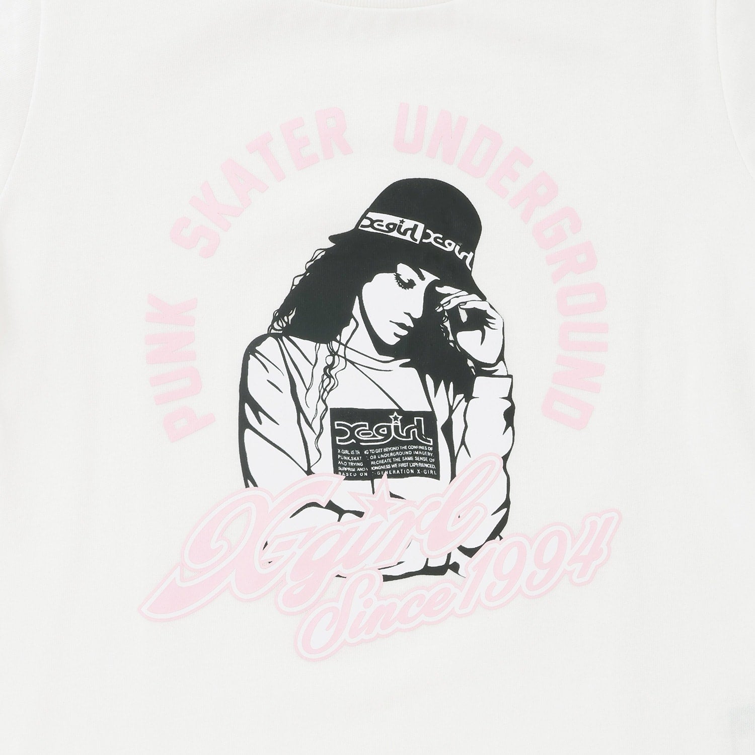 ガールイラスト半袖Tシャツ+メッシュキャミソールセット