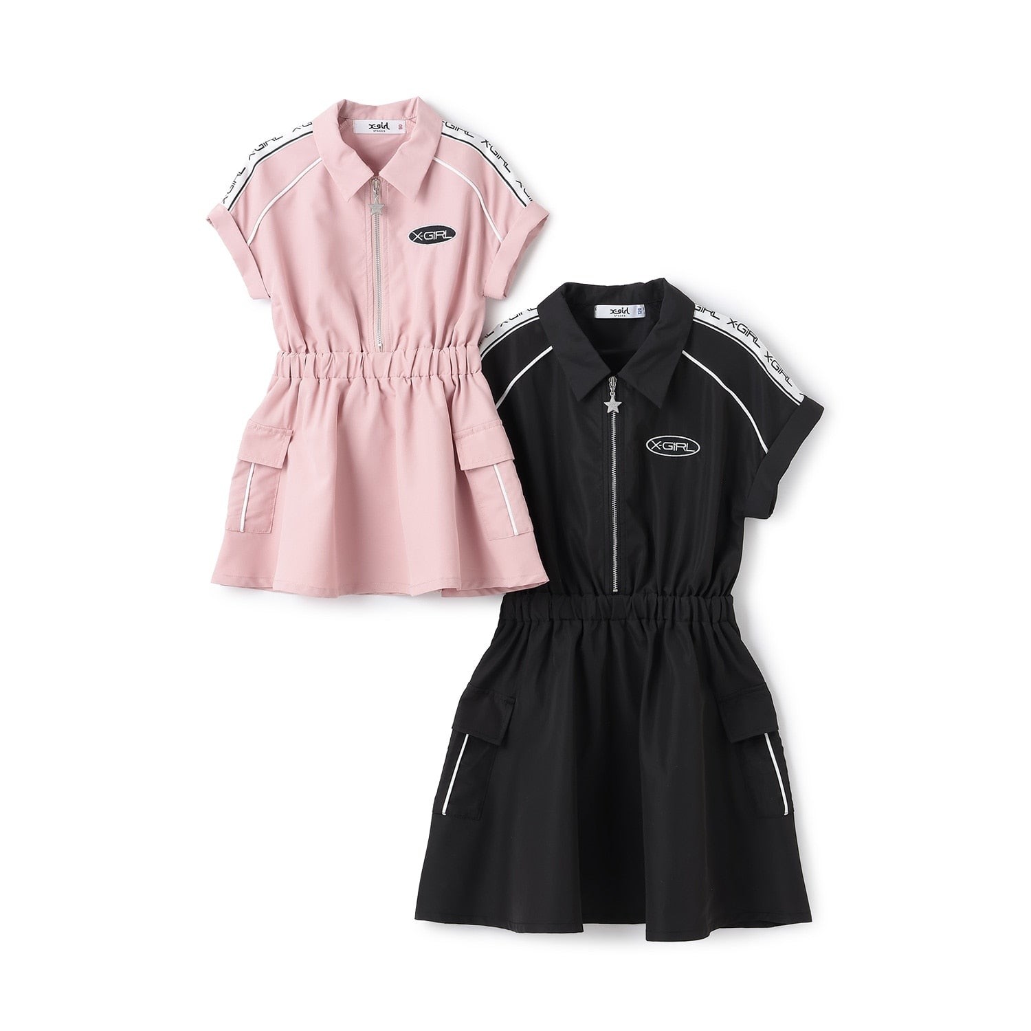 肩ロゴラインカーゴ半袖ワンピース