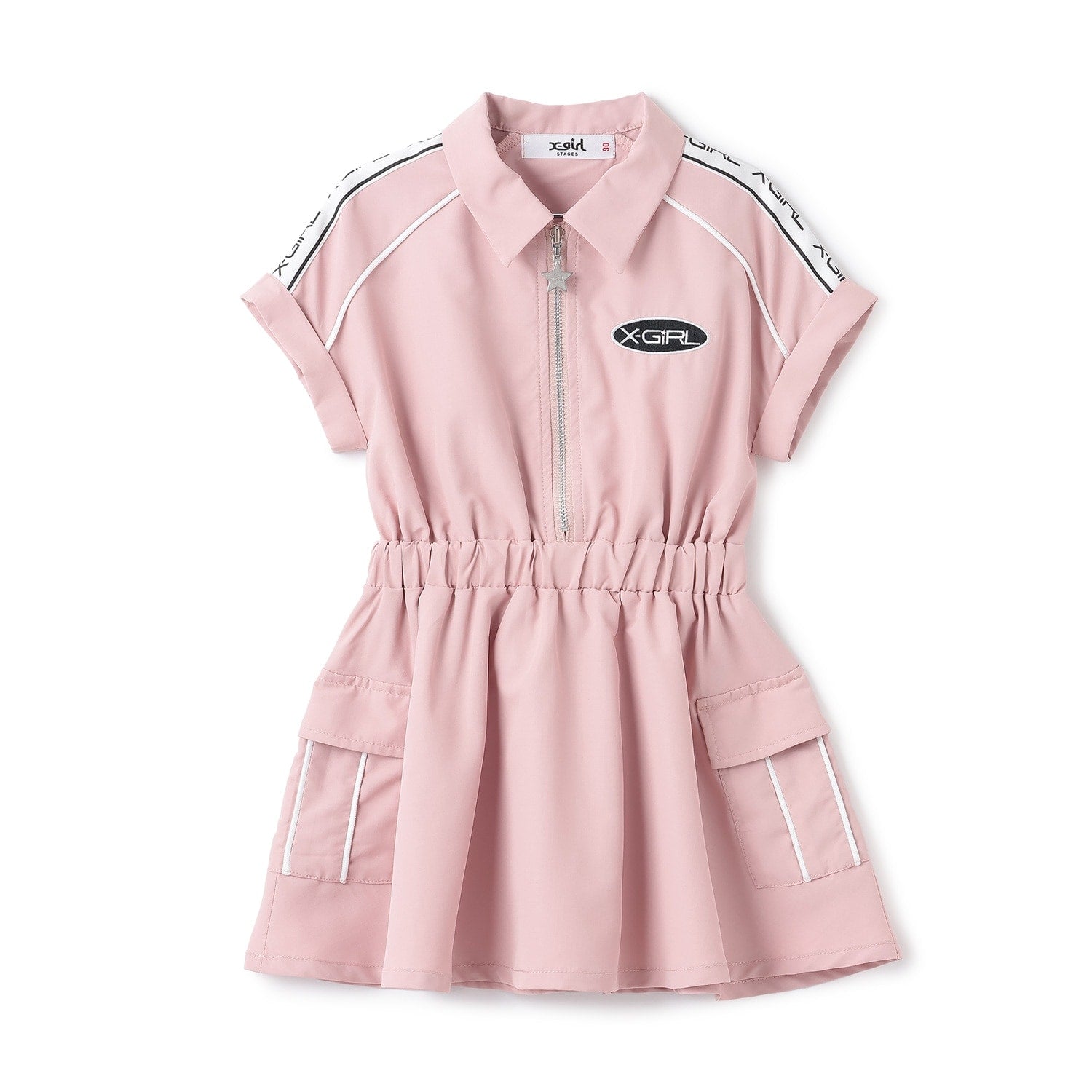 肩ロゴラインカーゴ半袖ワンピース