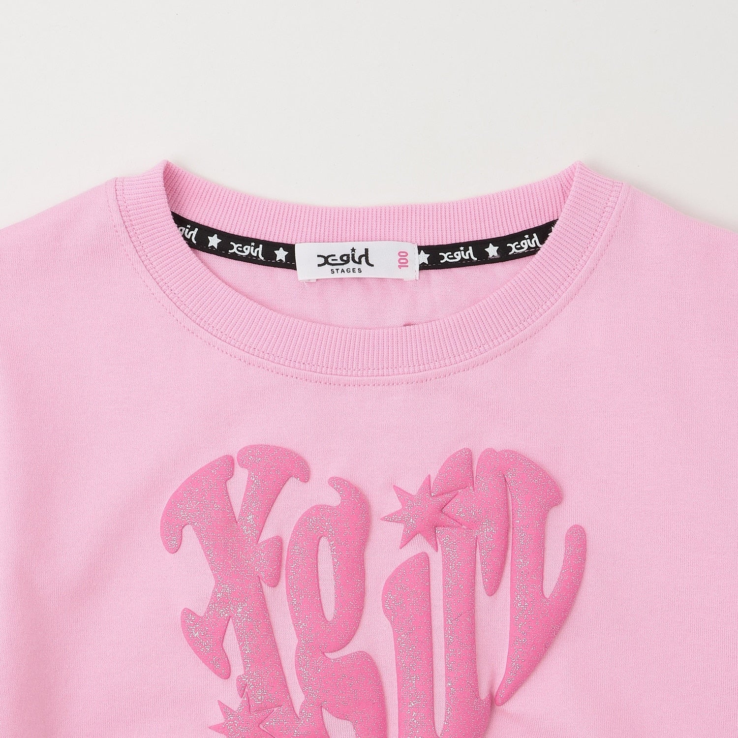 【接触冷感】発泡ハートロゴプリント シャーリング半袖Tシャツ