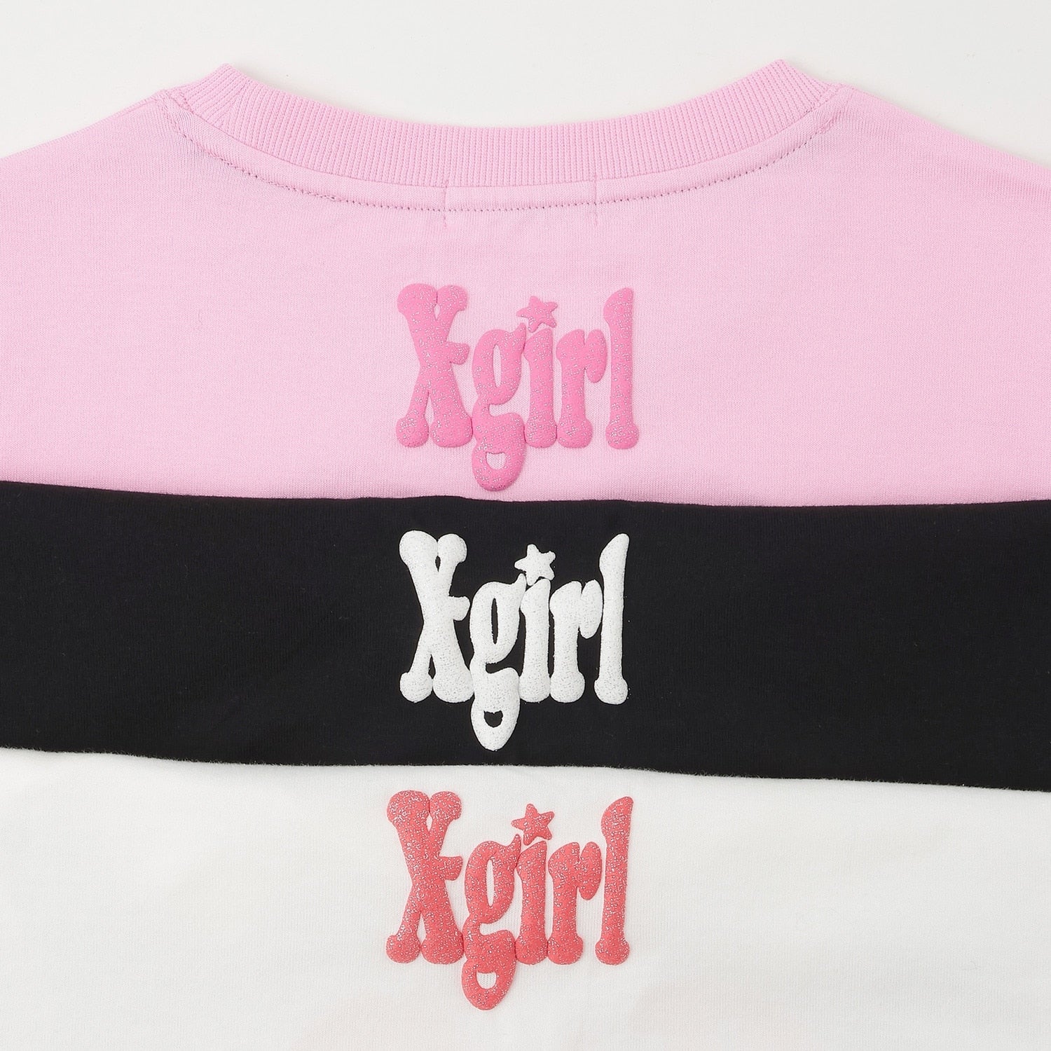 【接触冷感】発泡ハートロゴプリント シャーリング半袖Tシャツ