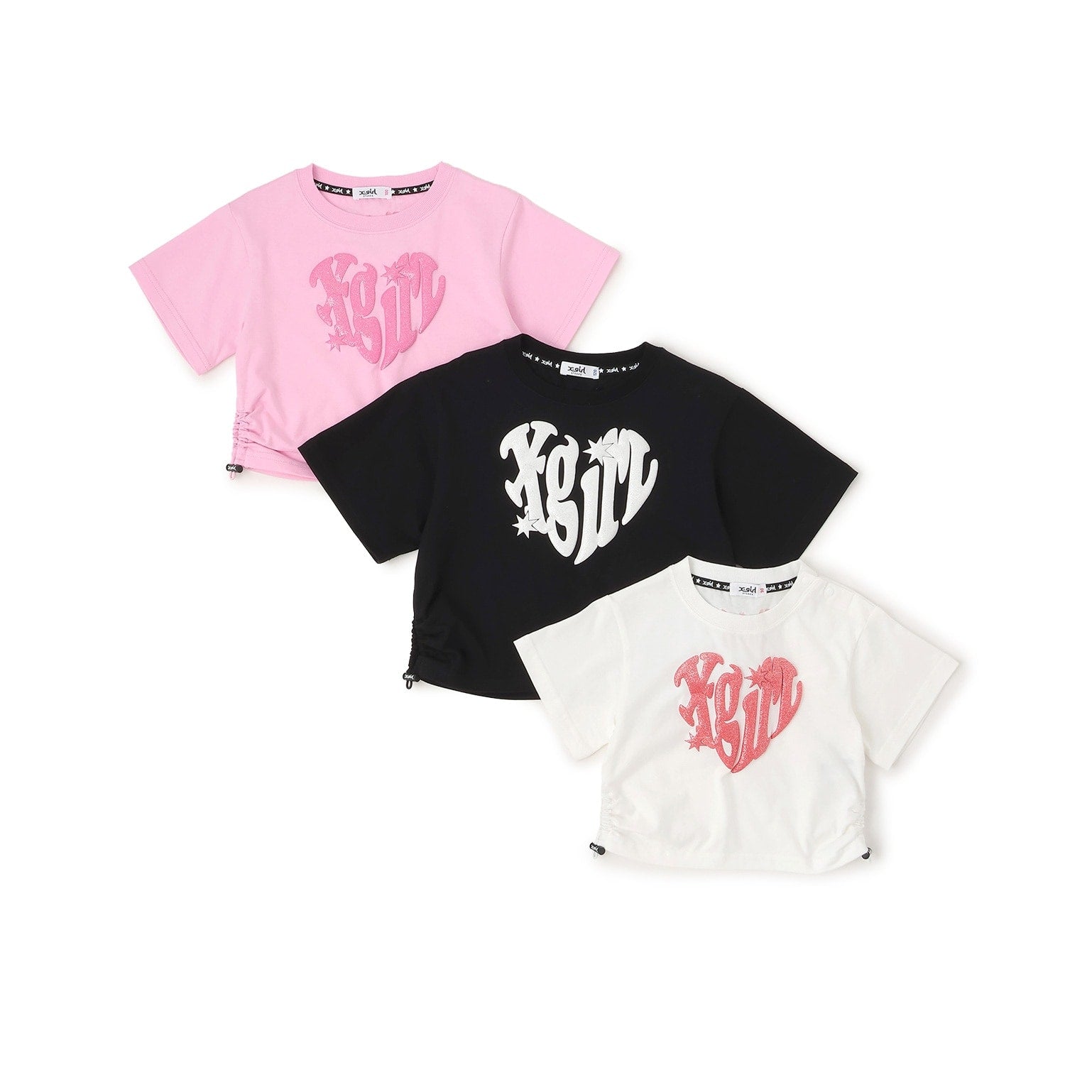 【接触冷感】発泡ハートロゴプリント シャーリング半袖Tシャツ