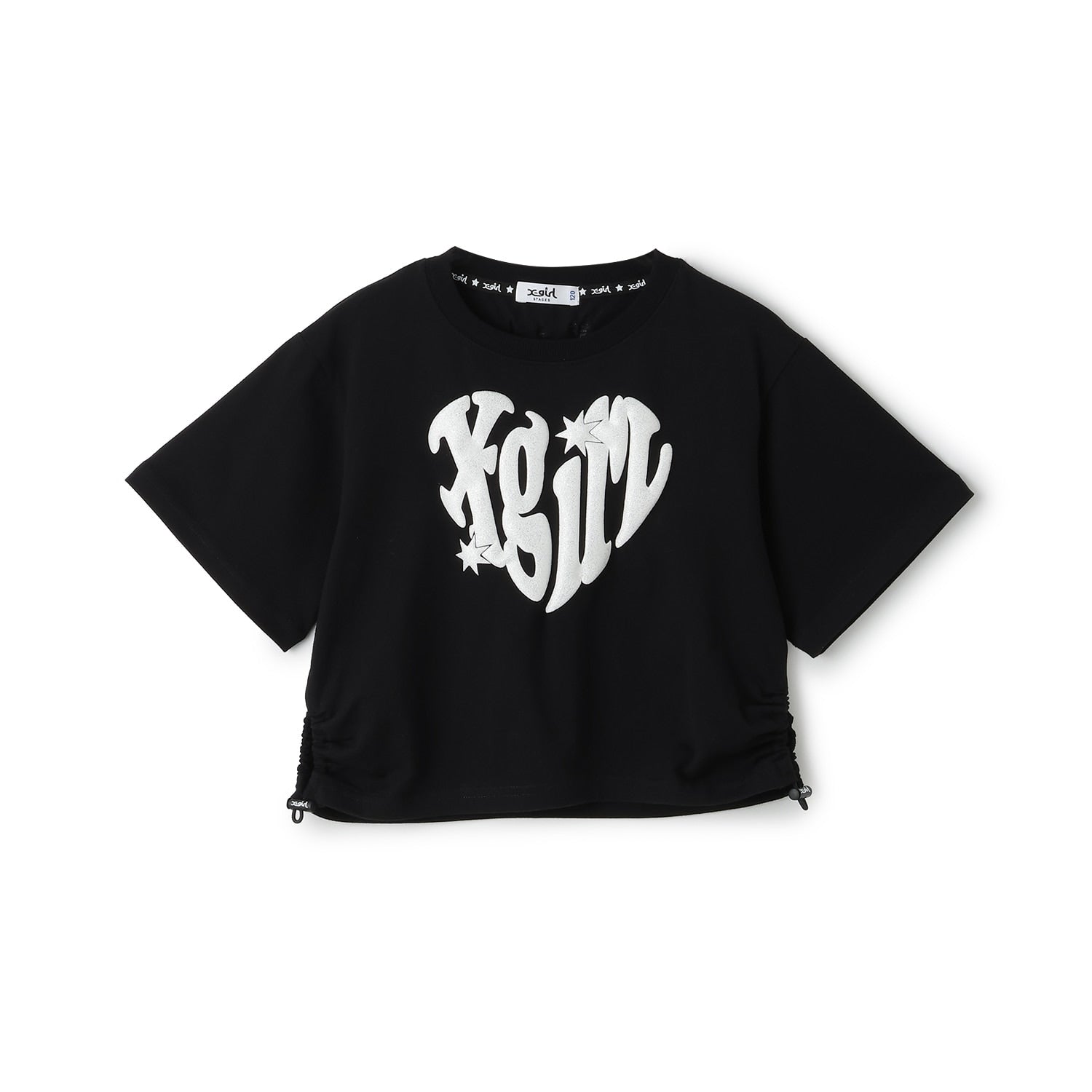 【接触冷感】発泡ハートロゴプリント シャーリング半袖Tシャツ