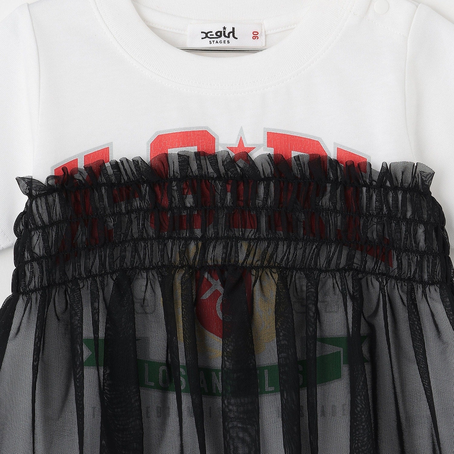 エンブレムロゴ チュールドッキング半袖Tシャツ