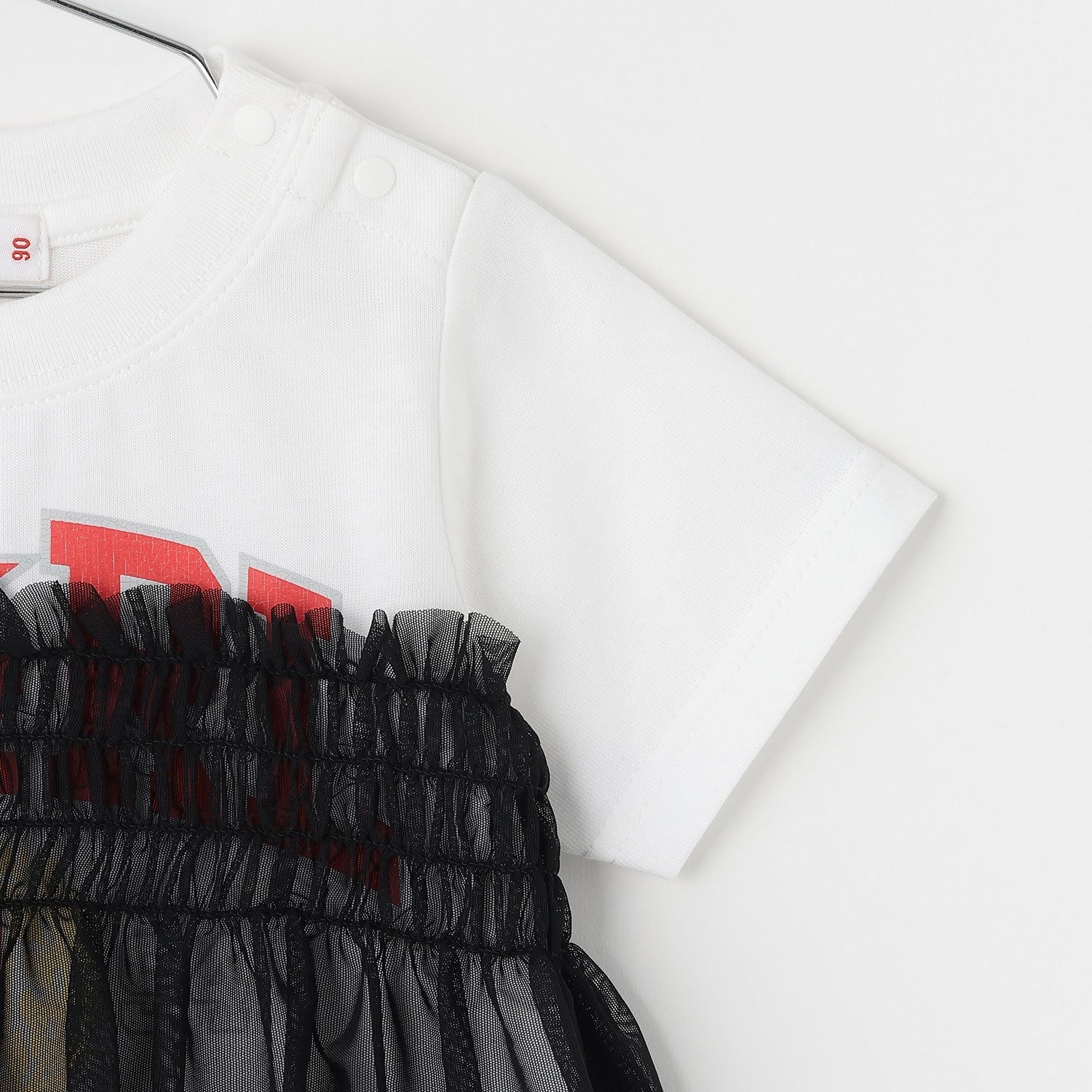 エンブレムロゴ チュールドッキング半袖Tシャツ