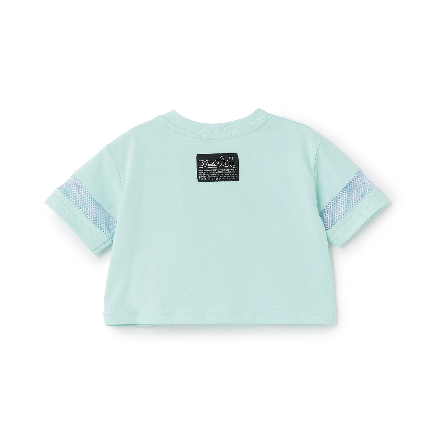 総柄メッシュプリント ショート丈半袖Tシャツ