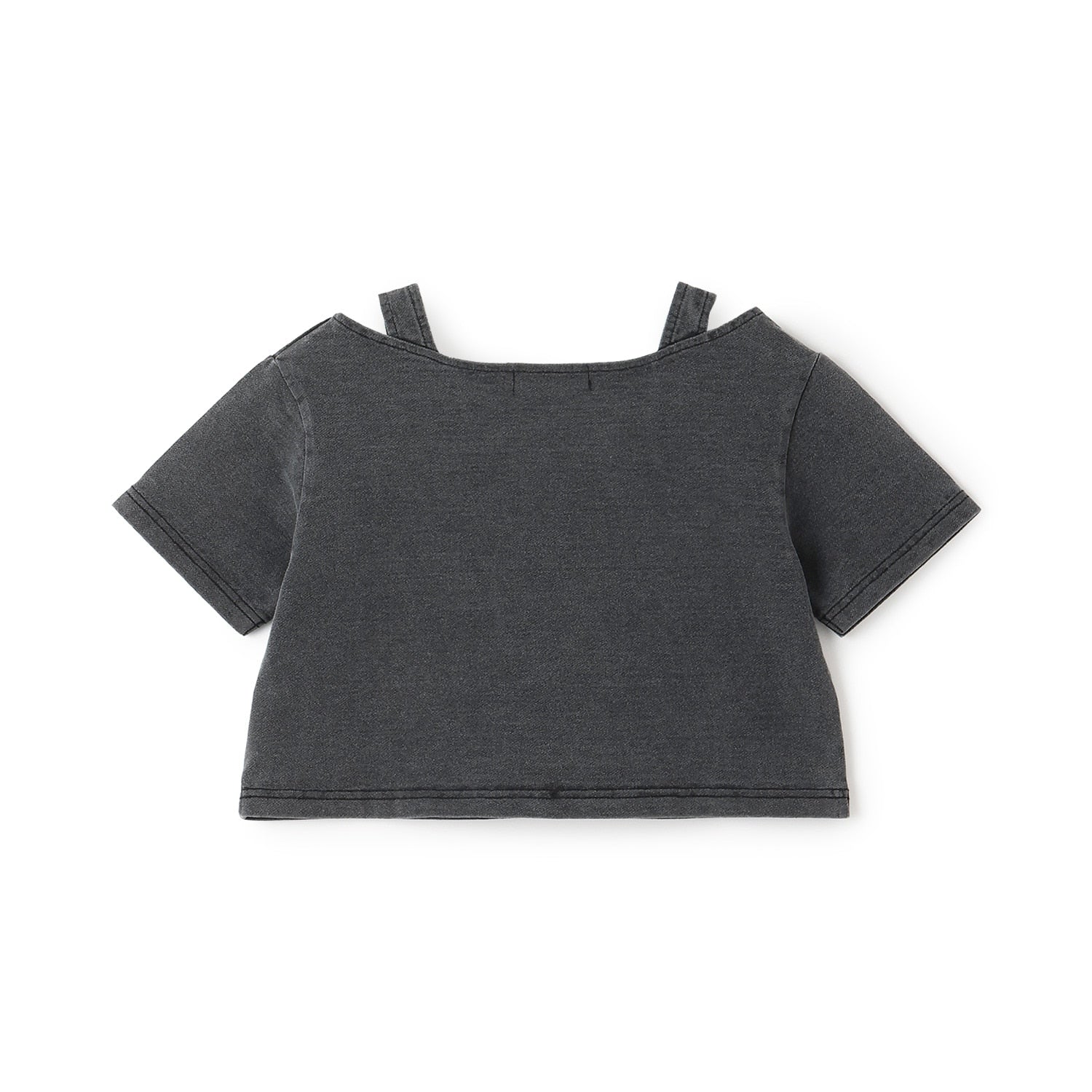 蓄光ロゴ 肩あきシャーリング半袖Tシャツ