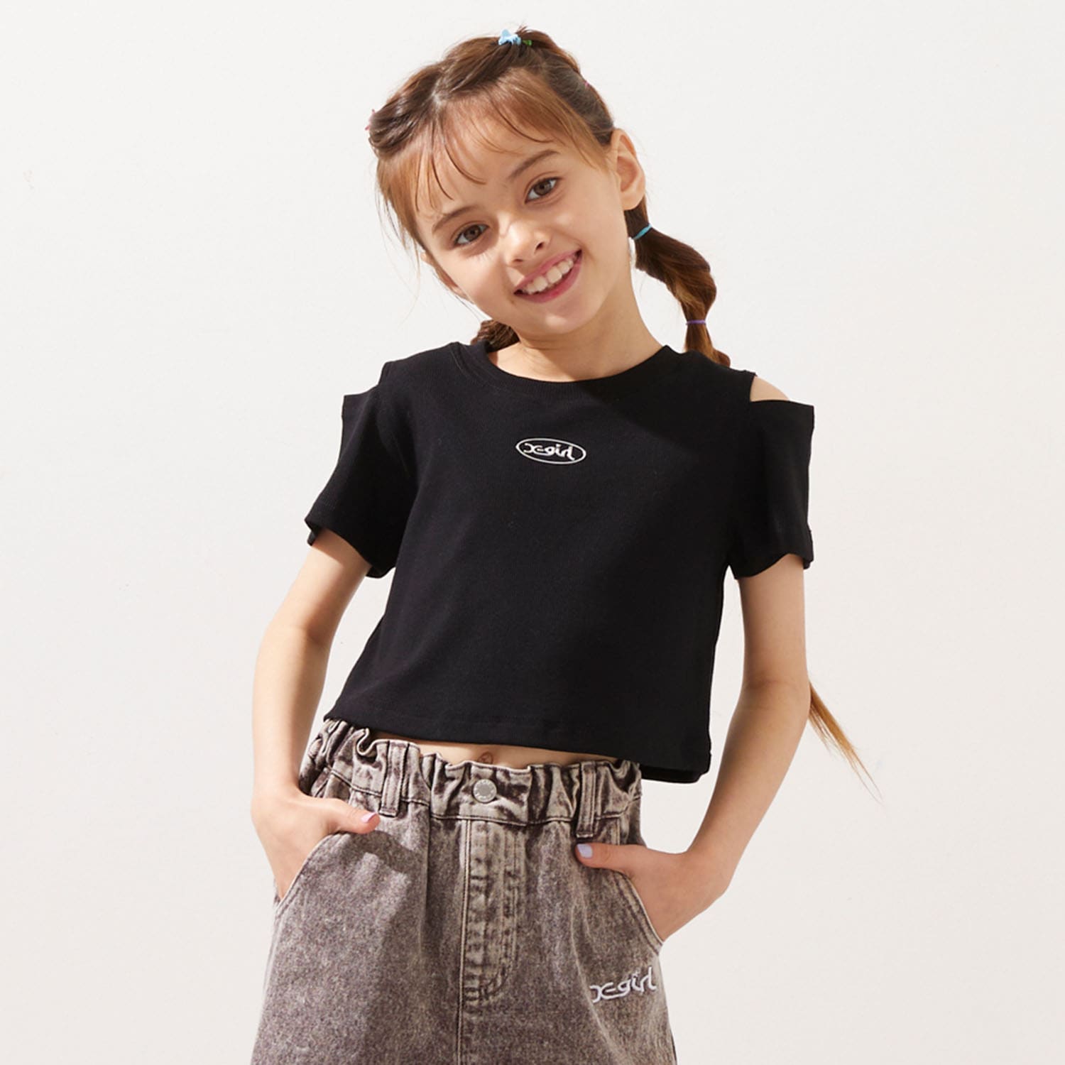 肩あき半袖チビTシャツ