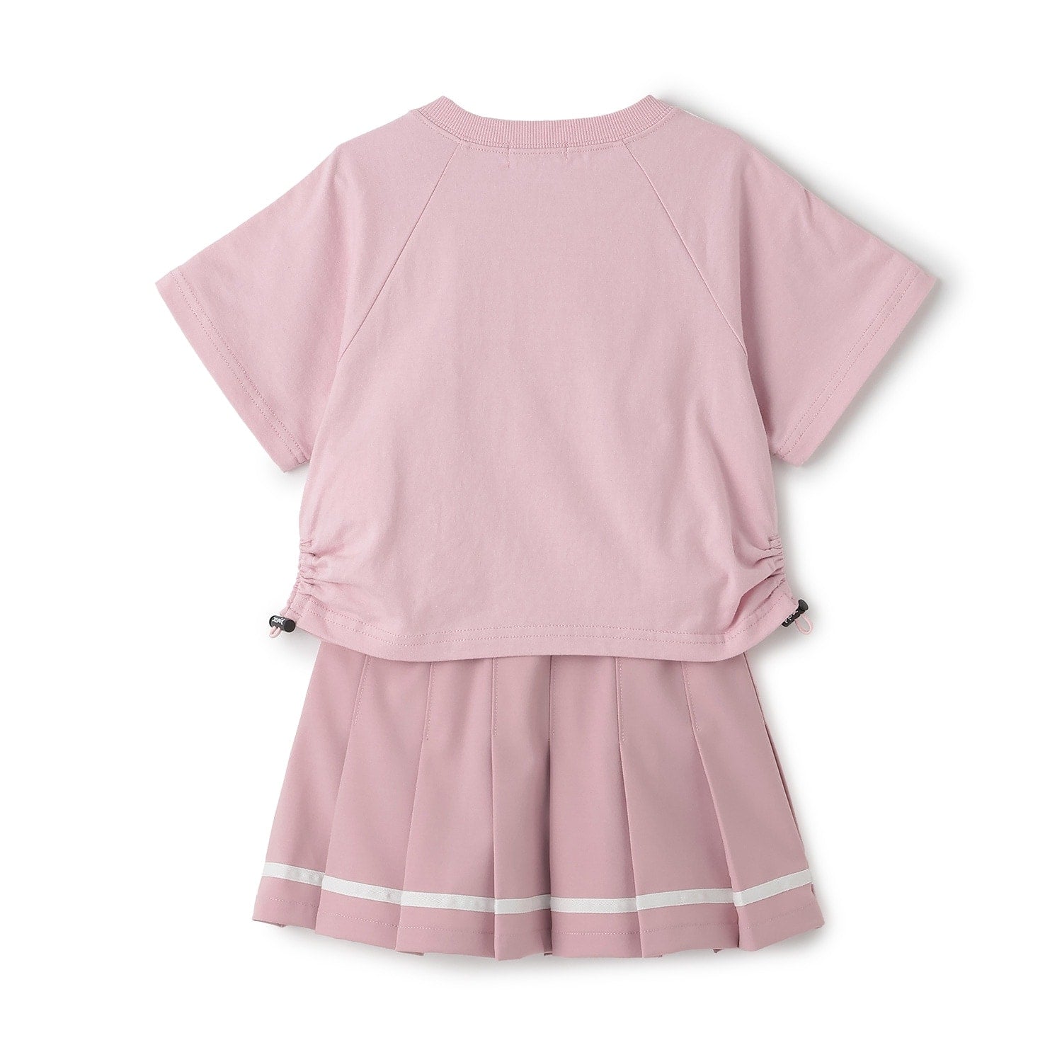 ラメロゴ半袖Tシャツ+ラインプリーツスカート セット