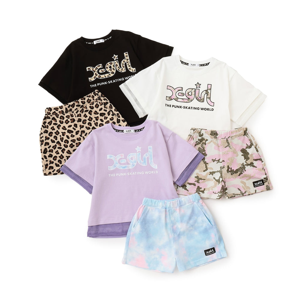 HYDROGEN Tシャツ ショートパンツ セット まとめ売りサイズL X-girl Stages / メッシュロゴ半袖Tシャツ+総柄ショートパンツ セット
