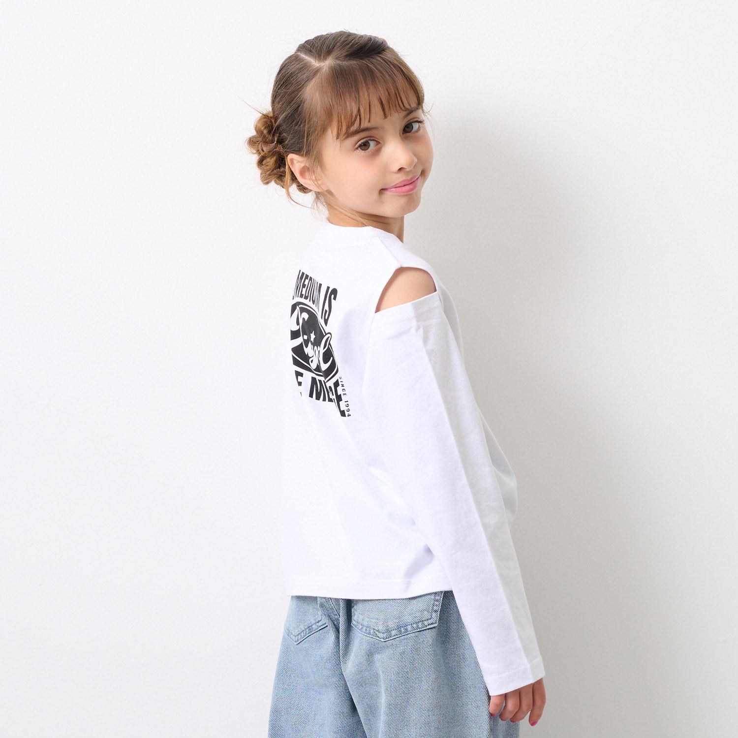 ロゴ刺しゅう肩あき長袖Tシャツ