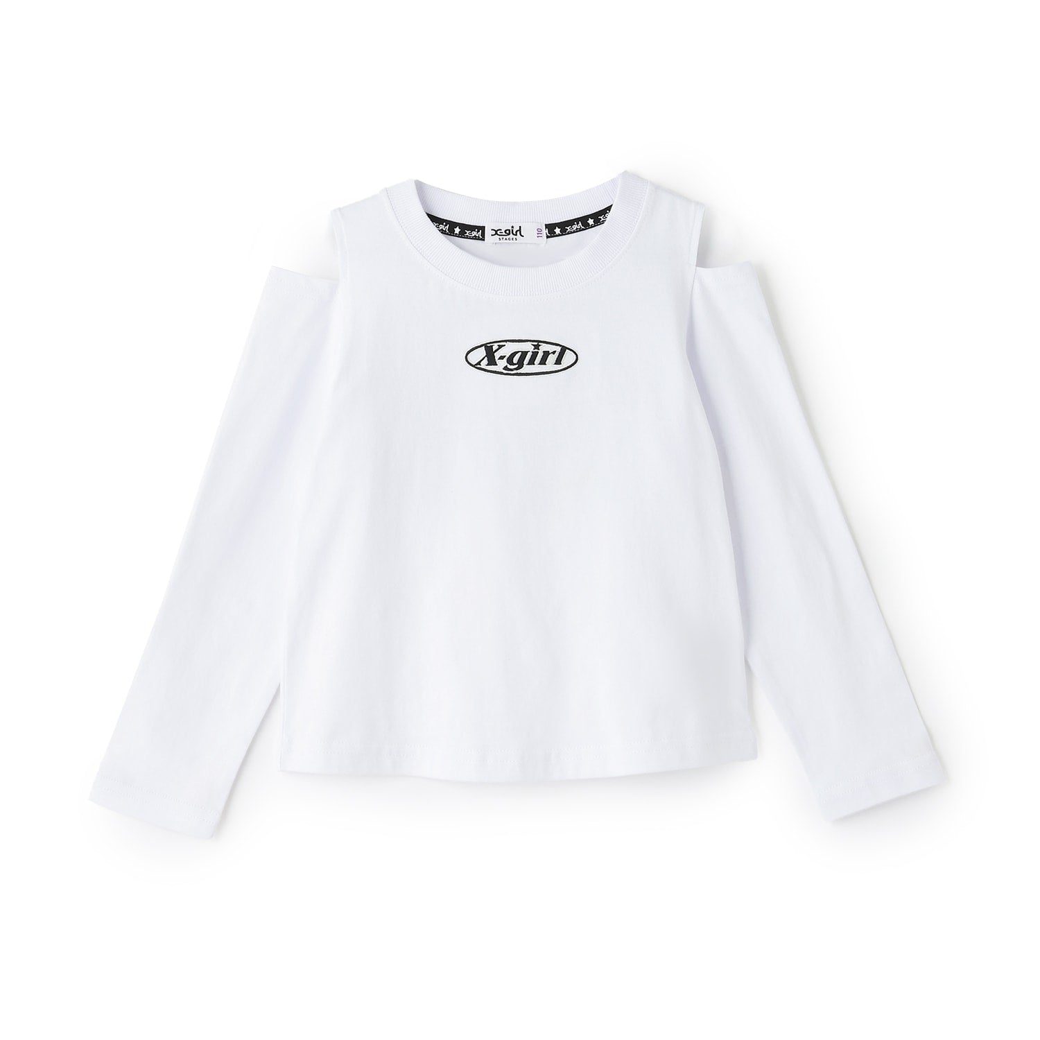 ロゴ刺しゅう肩あき長袖Tシャツ