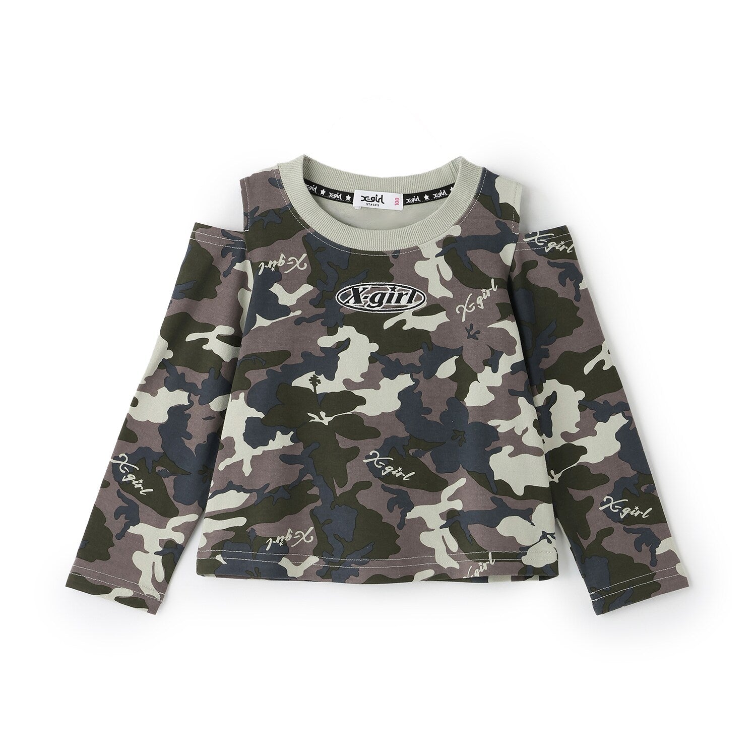 ロゴ刺しゅう肩あき長袖Tシャツ