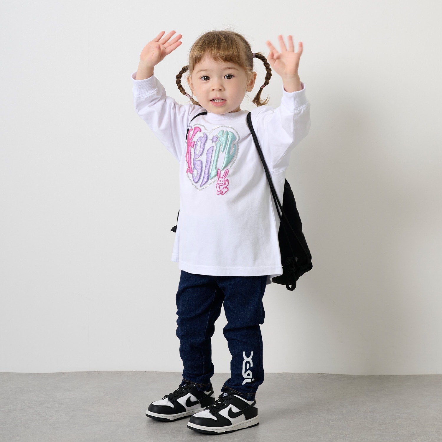 ハートロゴ ラメプリントロング丈Tシャツ
