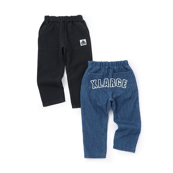 バックロゴカットデニムテーパードパンツ