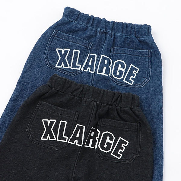 バックロゴカットデニムテーパードパンツ